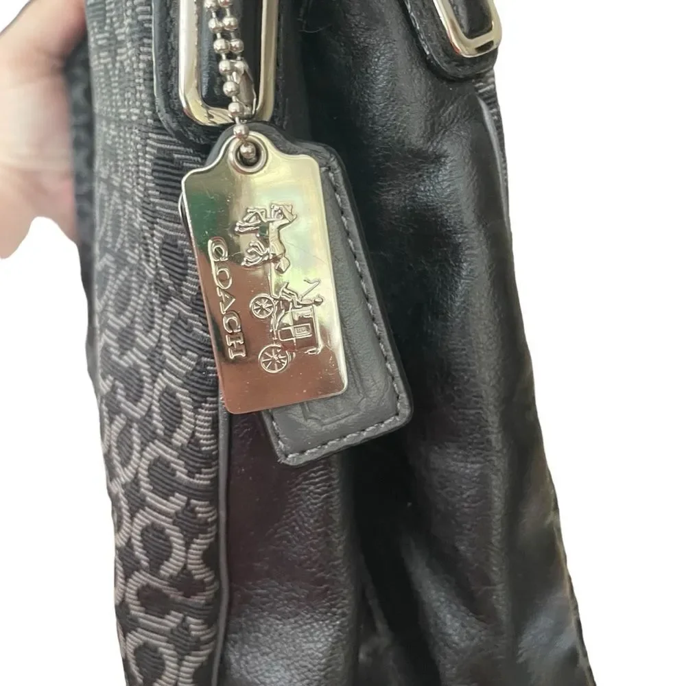 COACH Black Bag Madison 25637 Op Art Sateen Phoebe Shoulder Hobo Handbag Purse - Picture 3 of 13